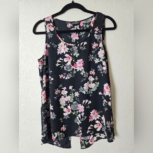 Express Black and Pink Floral Blouse